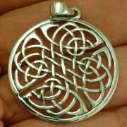 Large Round Celtic Silver Pendant, p074