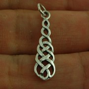 Long Celtic Knot Plain Silver Pendant, pn532