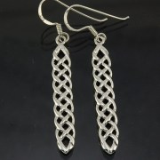 Long Celtic Trinity Knot Silver Earrings, ep232