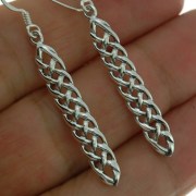 Long Celtic Trinity Knot Silver Earrings, ep232