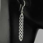 Long Celtic Trinity Knot Silver Earrings, ep232