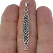 Long Light Celtic Knot Silver Pendant, pn586