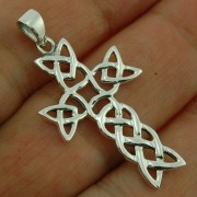 Medium Celtic Knot Cross Silver Pendant, pn574