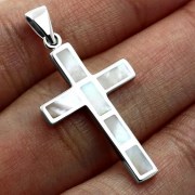 Mother of Pearl Silver Cross Pendant, p532