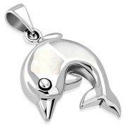 Mother of Pearl Dolphin Silver Pendant, p521