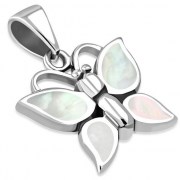 Mother of Pearl Butterfly Silver Pendant, p513