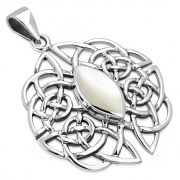 Mother of Pearl Trinity Knot Silver Pendant, p496