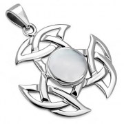 Mother of Pearl Celtic Knot Silver Pendant, p633