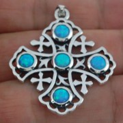 Opal Jerusalem Cross Silver Pendant, p266