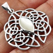 Mother of Pearl Trinity Knot Silver Pendant, p496