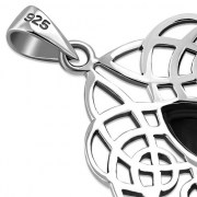 Black Onyx Trinity Knot Silver Pendant, p496