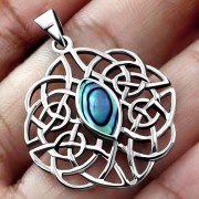 Abalone Trinity Knot Silver Pendant, p496