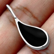 Black Onyx Drop Silver Pendant, p504