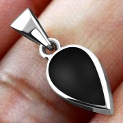Black Onyx Drop Silver Pendant, p507