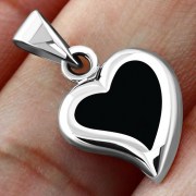 Black Onyx Heart Silver Pendant, p512