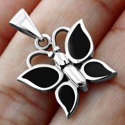 Black Onyx Butterfly Silver Pendant, p513