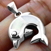 Mother of Pearl Dolphin Silver Pendant, p521