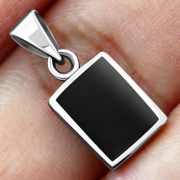 Black Onyx Rectangle Silver Pendant, p523