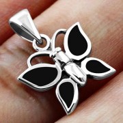 Black Onyx Butterfly Silver Pendant, p528