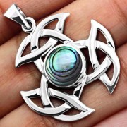 Abalone Celtic Knot Silver Pendant, p633