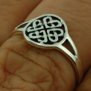 Plain Celtic Heart Knots Silver Ring, rp611