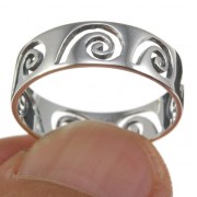 Plain Solid Sterling Silver Waves Band Ring, rp651