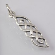 Tiny Long Celtic Knot Silver Pendant, pn598