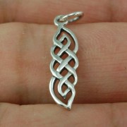 Tiny Long Celtic Knot Silver Pendant, pn598