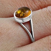 Amber Silver Ring, r014