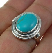 Turquoise Ethnic Style Silver Ring, r48tq