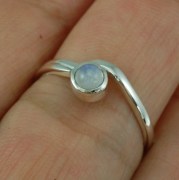 Spiral Rainbow Moonstone Silver Ring, r73