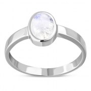 Simple Silver Rainbow Moonstone Band Ring, r164