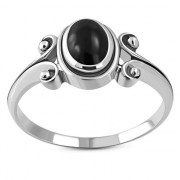 Ethnic Style Black Onyx Silver Ring, r273ox