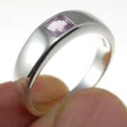Simple Amethyst Stone Solid Silver Ring