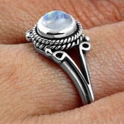 Rainbow Moonstone Silver Ring, r503