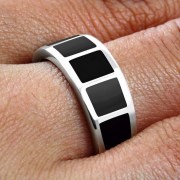 Black Onyx Silver Ring, r564