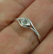 Evil Eye Rainbow Moonstone Silver Ring, r579