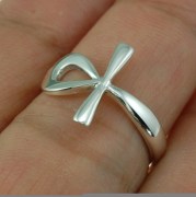 Plain Silver Ancient Egyptian ankh Cross Ring, rp557