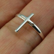 Simple Plain Silver Cross Ring, rp568