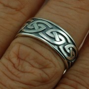 Celtic Knot Mens Sterling Silver Band Ring, rp607