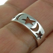 Moon & Stars Silver Ring, rp632