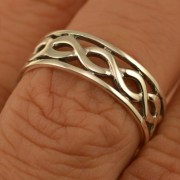 All round Celtic Silver Plain Band Ring