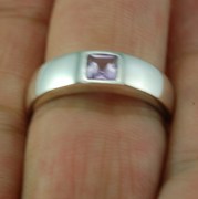 Simple Amethyst Stone Solid Silver Ring