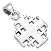Small Jerusalem Cross Plain Silver Pendant, pn155