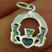 Tiny Celtic Claddagh Pendant,  925 Sterling Silver, pn111
