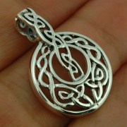 Unique Round Small Celtic Knot Silver Pendant, pn568